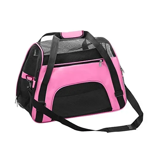 DONYER POWER – Borsa da Viaggio per Cani e Gatti con Bordo Morbido Rosa-S