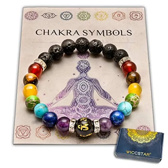 Doppio 7 chakra Bracciale Yoga Reiki. Energia Guarigione Equilibrio Pietre vere Gioielli