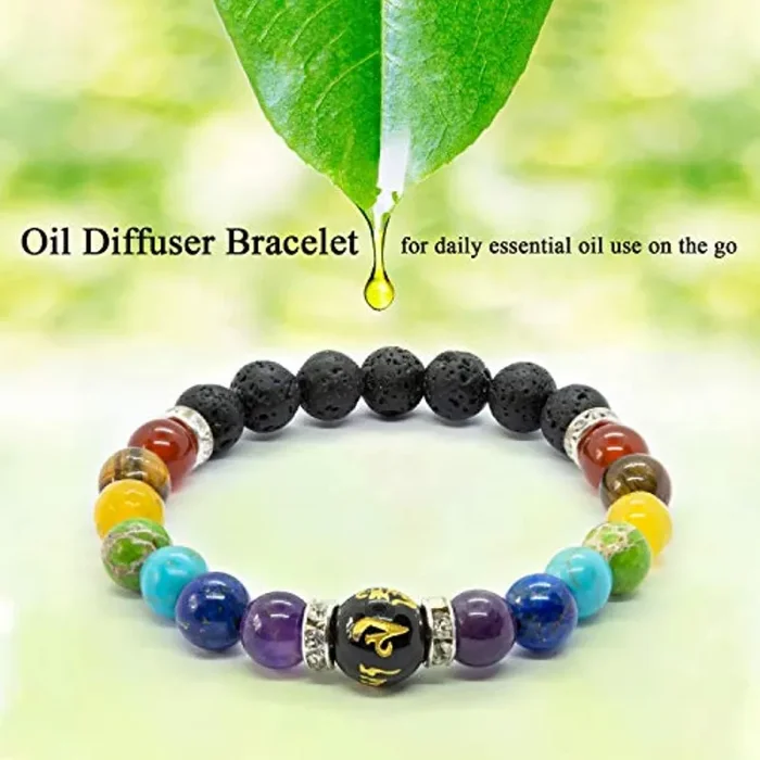 Doppio 7 chakra Bracciale Yoga Reiki. Energia Guarigione Equilibrio Pietre vere Gioielli - immagine 2