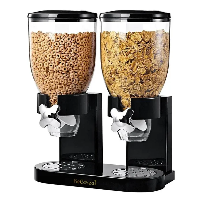 Doppio Contenitore Dispenser per Cereali Frutta Secca 8 Litri Nero