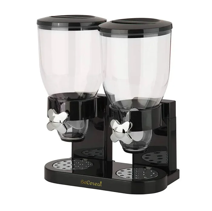 Doppio Contenitore Dispenser per Cereali Frutta Secca 8 Litri Nero - immagine 3