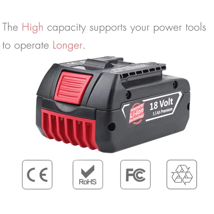 DOSCTT Sostituzione per Bosch BAT609 18V 5500mAh Li-Ion Batteria 1 pack, Nero - immagine 2