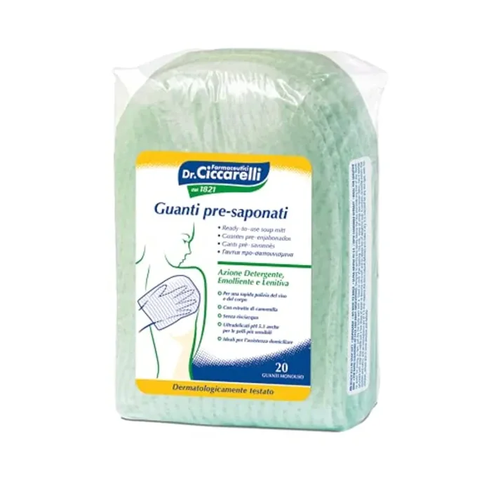 Dr. Ciccarelli Spugna Guanto Pre-saponato, Pacco da 20 Pezzi