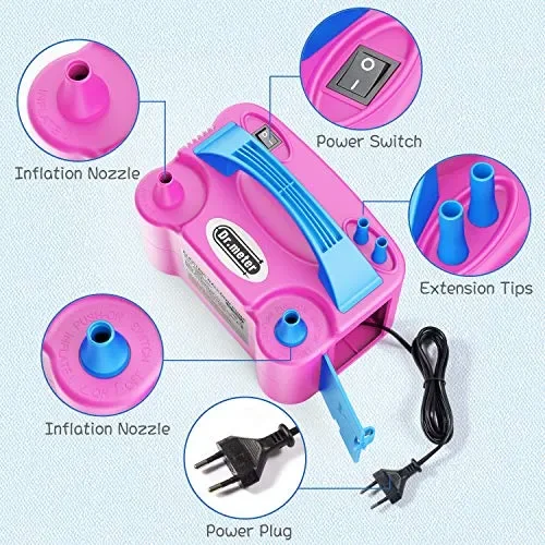 Dr.meter Pompa a Palloncino Gonfiabile, Elettrica di Rosa + Blu - immagine 2