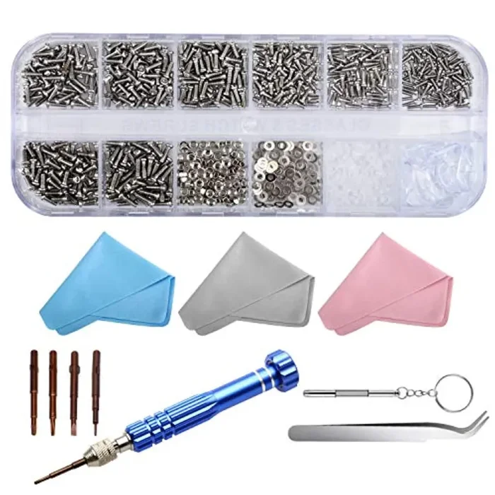 Drado Set Kit Riparazione Viti Occhiali Cacciavite Nasello Silicone Pinzette per Occhiali Da Sole Occhiali Vintage Saldi