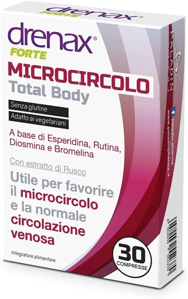 Drenax Forte Gambe Microcircolo Total Body, Rosa 03734 – 30 Compresse, 33g