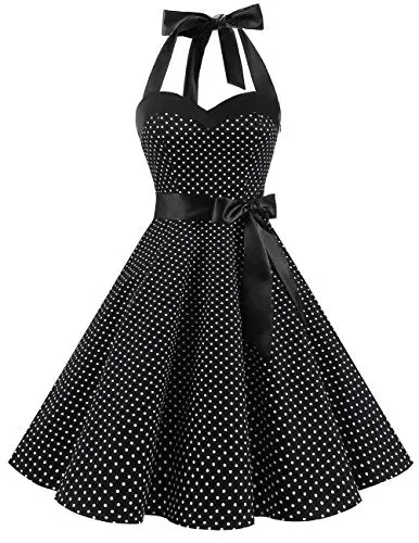 DRESSTELLS Donne 1950 Audrey Hepbun Vintage con S, Black Small White Dot Vendita online