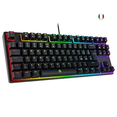 DREVO Tyrfing V2 Tastiera Meccanica Gaming 88 Tasti Layout Red Switch, Nera