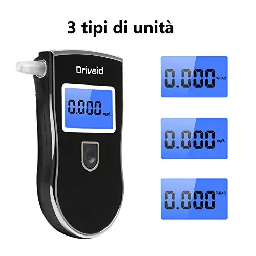 Drivaid Etilometro Portatile Digitale, Alcool Test Professionale con Schermo… - immagine 3