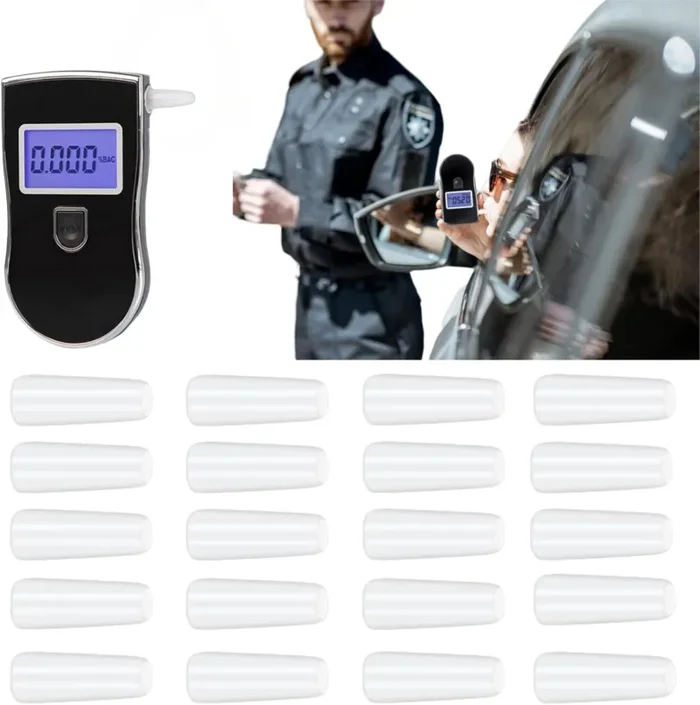 Drivaid Etilometro Portatile Digitale, Alcool Test Professionale con Schermo LED Display, Breath Analyzer incluir 16 Boccagli, 3 x batterie AAA incluseSensore Semiconduttore