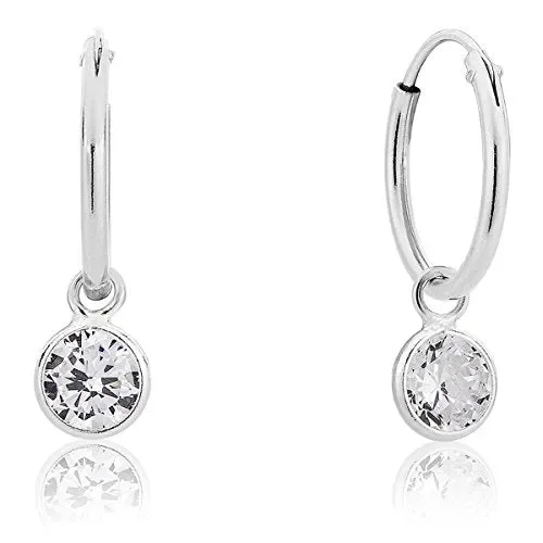 DTP Silver – Orecchini a Cerchio Piccoli – Argento 925 con Trasparente