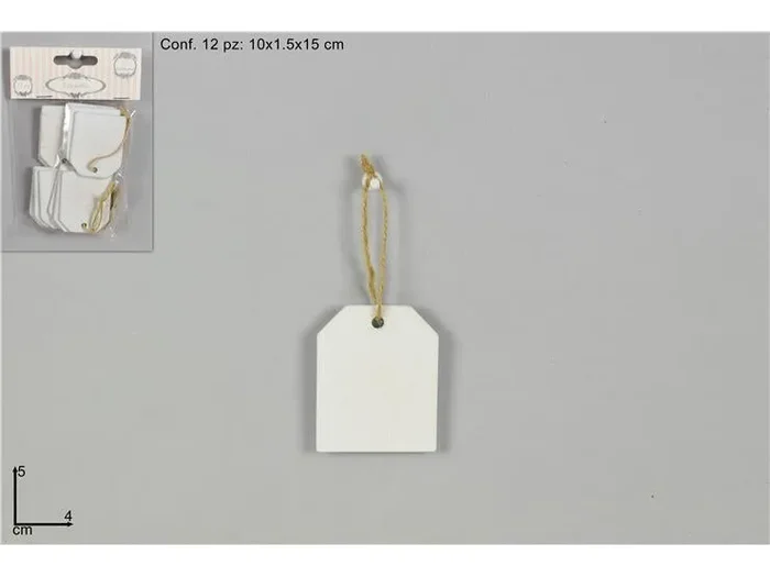 DUE ESSE DISTRIBUZIONI Etichette Legno 5 x 4 Cm Bianche 12 Pz
