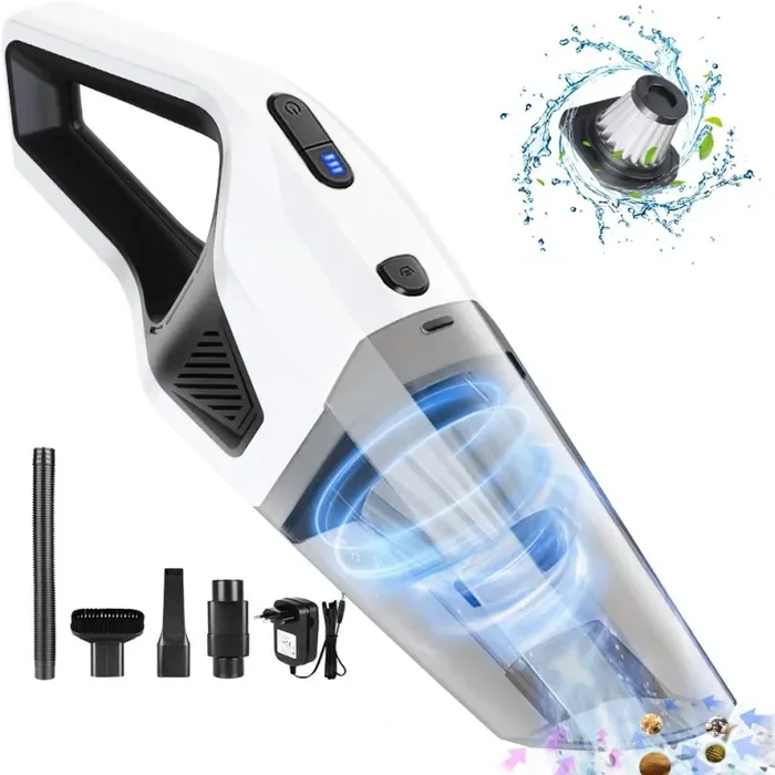 Duomishu Aspirabriciole 3 in 1, Aspirabriciole Senza Fili Potente Portatile 120W/7000PA Uso Polvere/Liquido Autonomia di 30min Ricaricabile 3 * 2200mAh Batteria Basso Rumore con Filtro per Casa/Auto