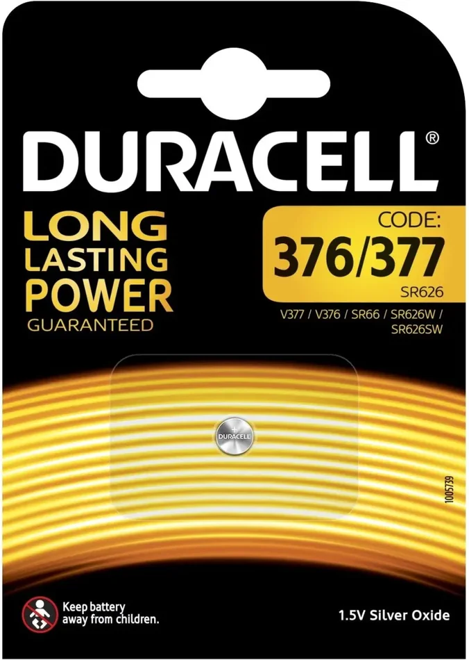 Duracell 376/377 Pila Speciale Orologi, Piccolo Blister x1