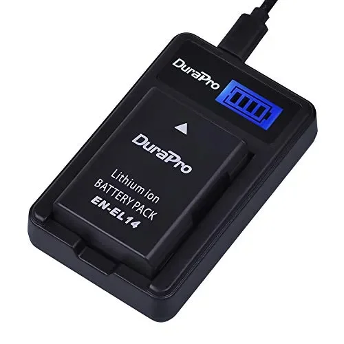 DuraPro Rapid EN-EL14 – Caricabatterie USB LCD per Nikon EN-EL14, EN-EL14a e… - immagine 2