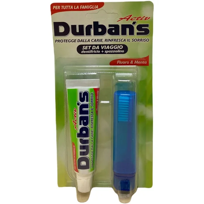 Durban’s set da viaggio spazzolino più dentifricio al fluoro e menta 25 ml