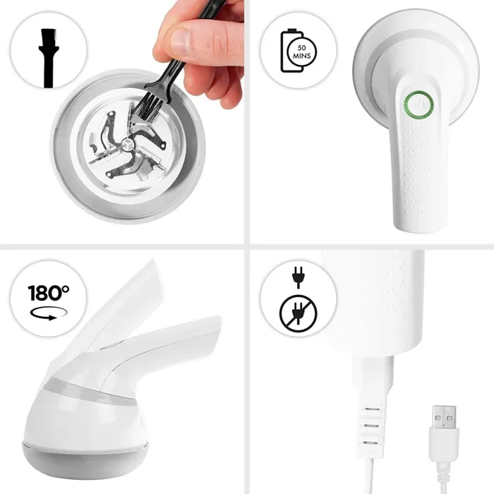 Duronic FS16USB Levapelucchi Elettrico Ricaricabile Portatile – Maniglia Girevole – Borsetta Trasporto – Adatto per Tutti i Tessuti – con o Senza Filo – Guida Protezione Capi – Lana, Cashmere, Cotone - immagine 3