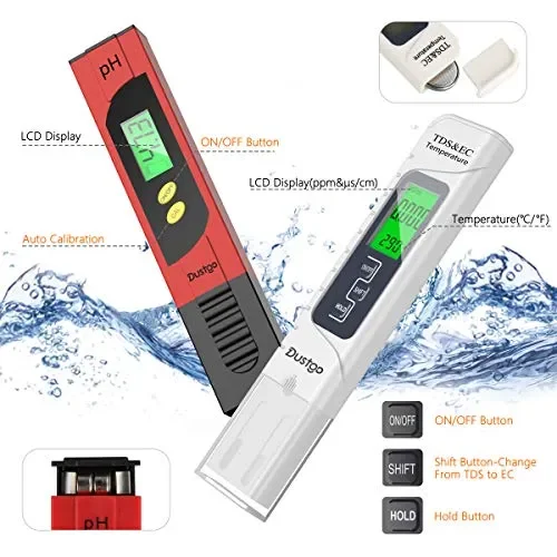 Dustgo Tester PH/TDS&EC 4 in 1 Set Misuratore Digitale della qualità… - immagine 2