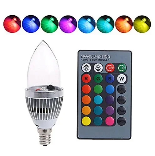 E14/E12 Lampadina LED 3W RGB 16 Colori Cambiano Candela Luci Luce con E14 Fornitura