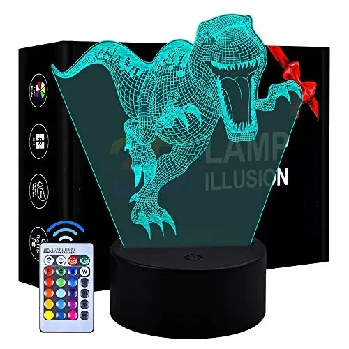 Eala Lampada da Notte a LED 3D a Dinosauro 3 Motivi e 7 Tirannosauro-MY28