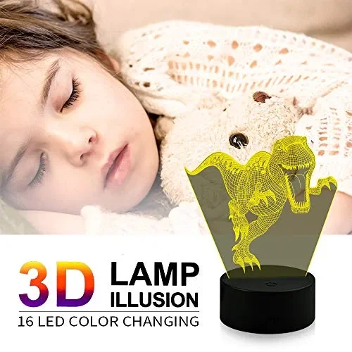 Eala Lampada da Notte a LED 3D a Dinosauro 3 Motivi e 7 Tirannosauro-MY28 - immagine 2