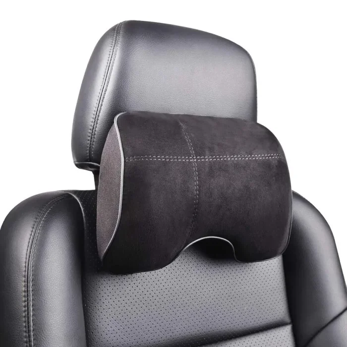 EASY EAGLE Cuscino Poggiatesta Auto in Tessuto Scamosciato e Schiuma di Nero