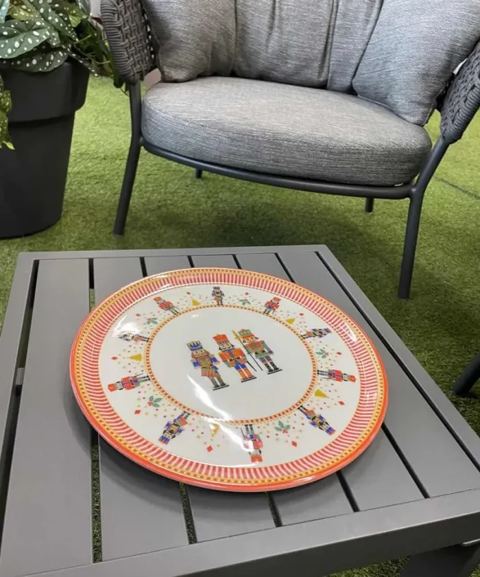 EasyLife Piatto Panettone NutcrackerMas D 31 Cm Soldatini Bianco