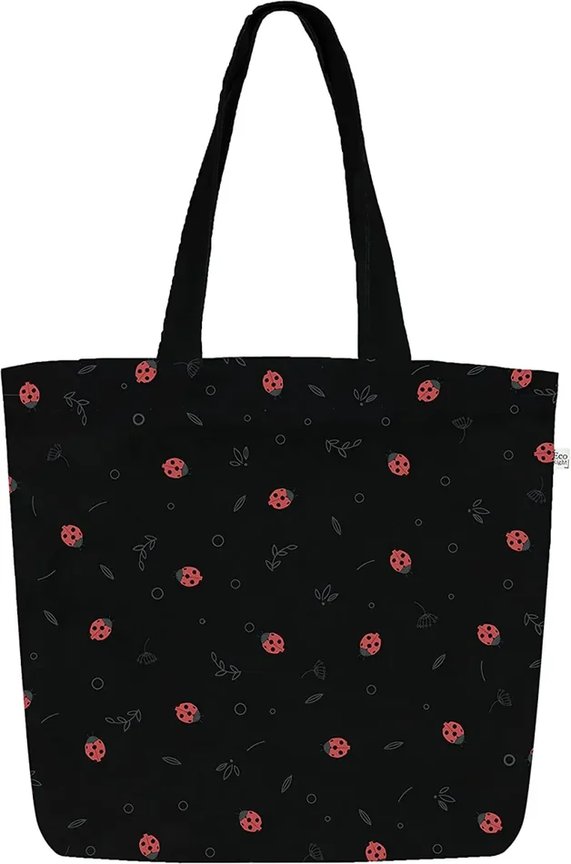 Eco Right Borsa da spiaggia grande con cerniera e tasche interne Borsa da spiaggia in cotone | Borsa shopping in tela Shopper Borsa da donna, borsa e borsa da viaggio Ragazze - immagine 2