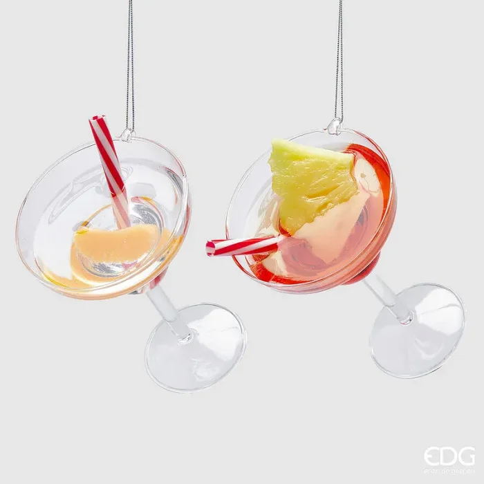 EDG Enzo De Gasperi Addobbo di Natale Drink con Cannuccia H 12 Cm D 8 Cm Ass. Orange 1 Pz