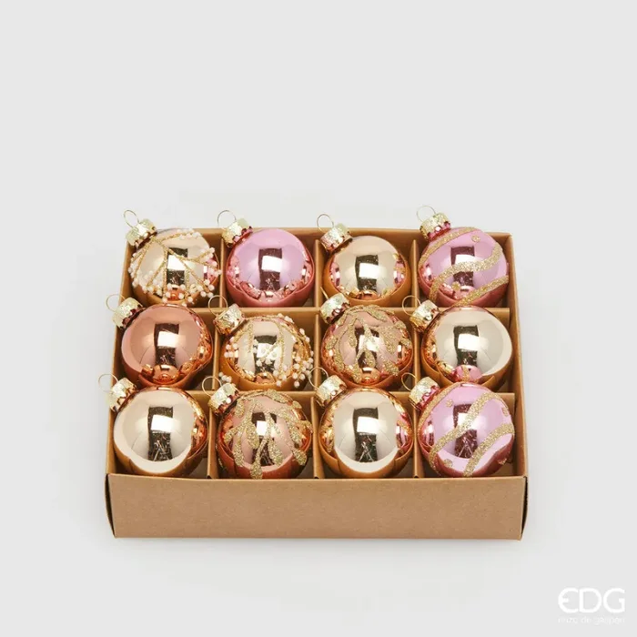 EDG Enzo De Gasperi Addobbo di Natale Palla Perline D 4 Cm Two Tone Pink Cf 12 Pz