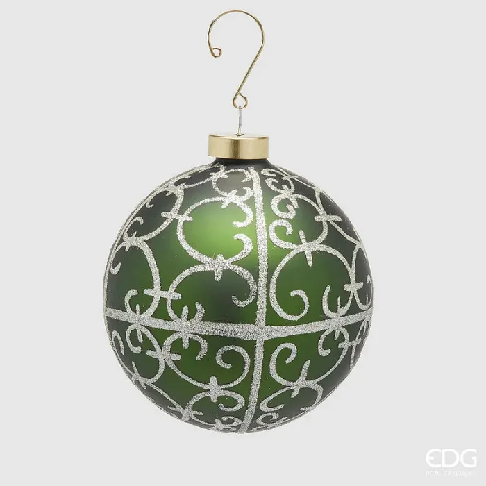 EDG Enzo De Gasperi Addobbo di Natale Palla Ricamo D 12 Cm Green