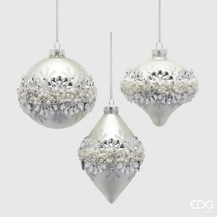 EDG Enzo De Gasperi Addobbo di Natale Palla Trottola Fuso Perle D 10 Cm Assortiti Silver 1 Pz Online