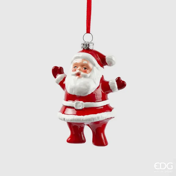 EDG Enzo De Gasperi Addobbo Natale Babbo H 10 Cm L 6 Cm L 8 Cm Bianco Rosso