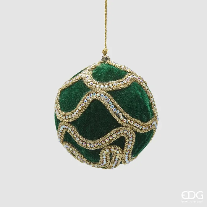 EDG Enzo De Gasperi Addobbo Natale Palla Decogemme D 10 Cm Green Gold 1 Pz