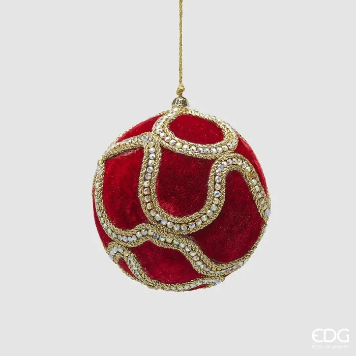 EDG Enzo De Gasperi Addobbo Natale Palla Decogemme D 10 Cm Red Gold 1 Pz