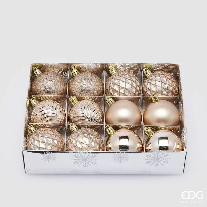 EDG Enzo De Gasperi Addobbo Natale Palla Decomix D 8 Cm Cf 12 Pz Rose Gold