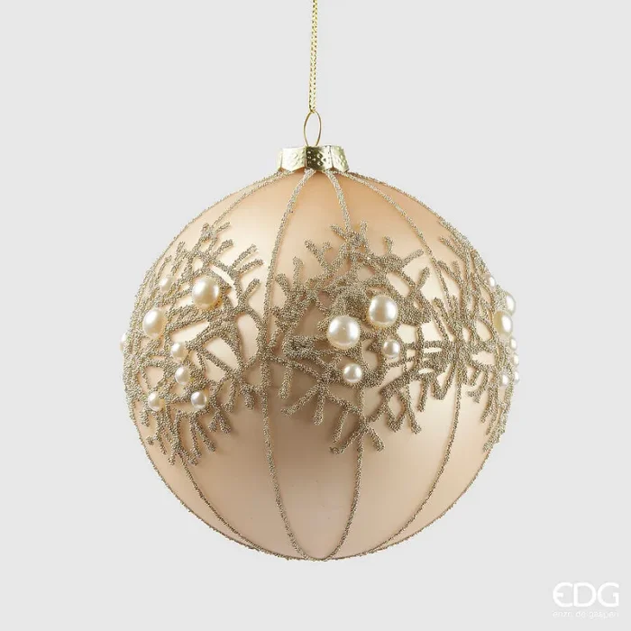 EDG Enzo De Gasperi Addobbo Natale Palla Decorperle D 12 Cm Light Gold
