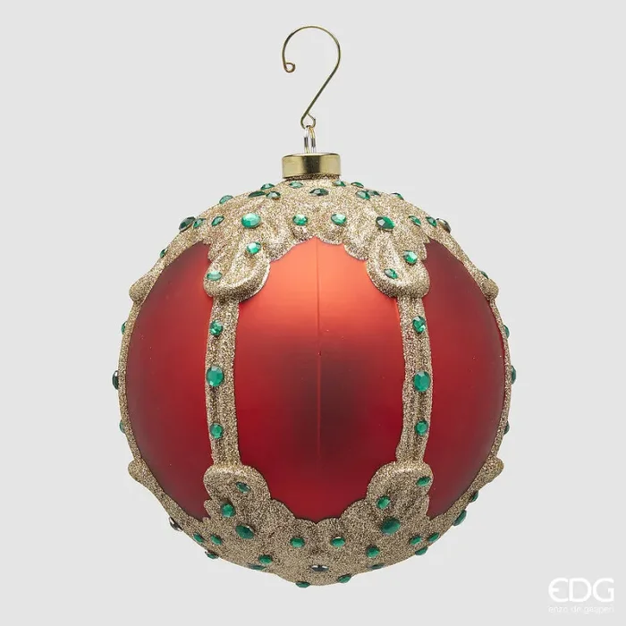 EDG Enzo De Gasperi Addobbo Natale Palla Gemme D 16,5 Cm Red Gold 1 Pz