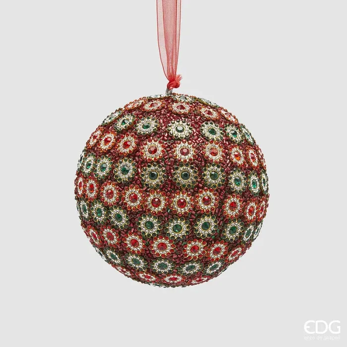 EDG Enzo De Gasperi Addobbo Natale Palla Jewel D 10 Cm Green Red 1 Pz