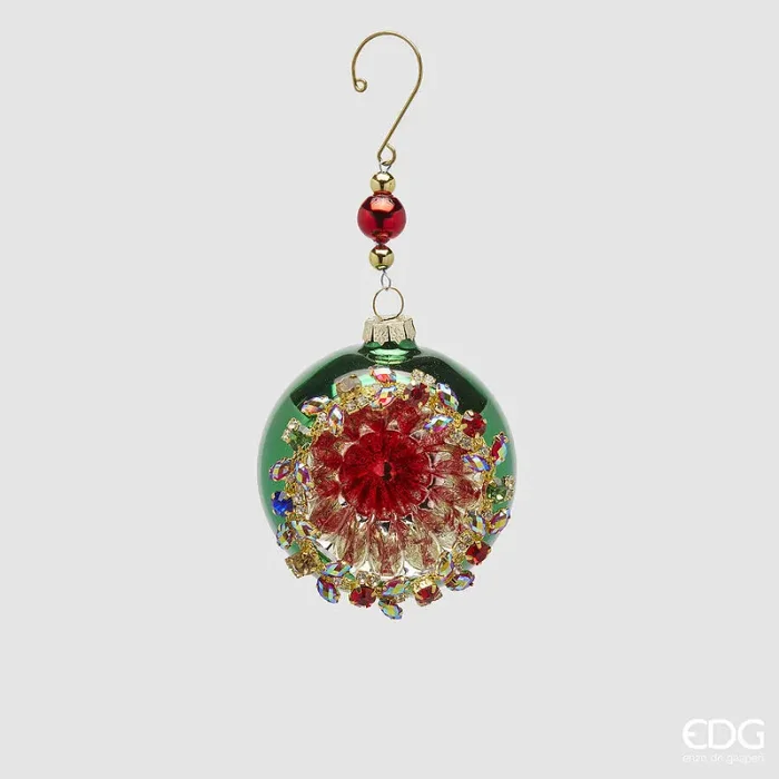 EDG Enzo De Gasperi Addobbo Natale Palla Jewel Vetro D 8 Cm Green 1 Pz