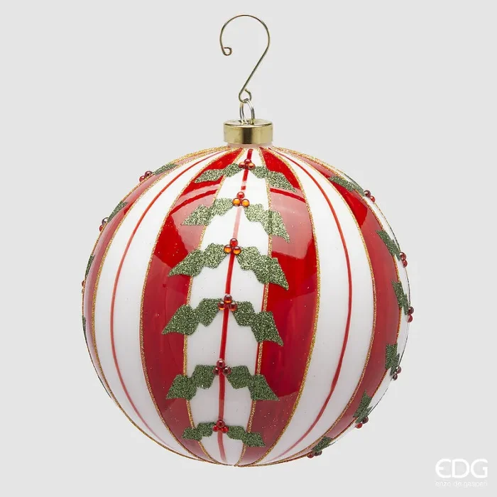 EDG Enzo De Gasperi Addobbo Natale Palla Vetro Righe D 15 Cm Green Red 1 Pz Saldi