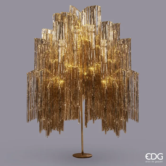 EDG Enzo De Gasperi Albero di Natale Led Frange 2.160 Microled H 300 Cm D 160 Cm Champagne