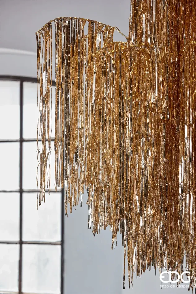 EDG Enzo De Gasperi Albero di Natale Led Frange 960 Microled H 180 Cm D 140 Cm Champagne - immagine 3