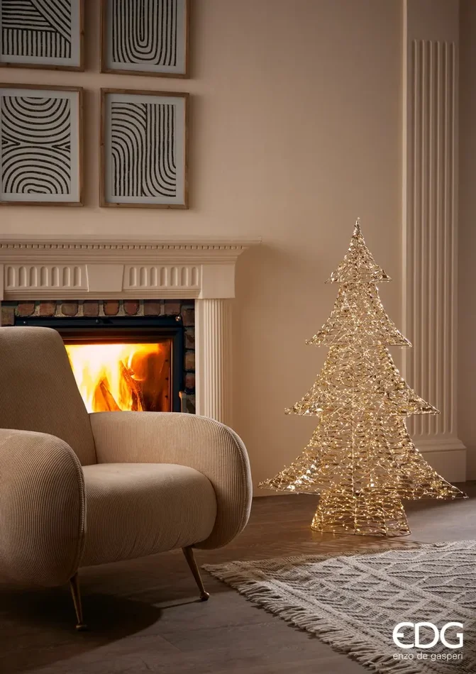 EDG Enzo De Gasperi Albero di Natale Led Stripes 1.440 MicroLed H 98 Cm L 65 Cm L 16 Cm Oro - immagine 2
