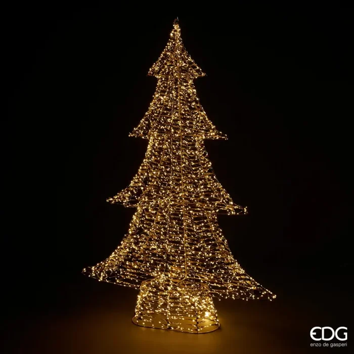 EDG Enzo De Gasperi Albero di Natale Led Stripes 2.400 MicroLed H 150 Cm L 106 Cm L 22 Cm Oro - immagine 3