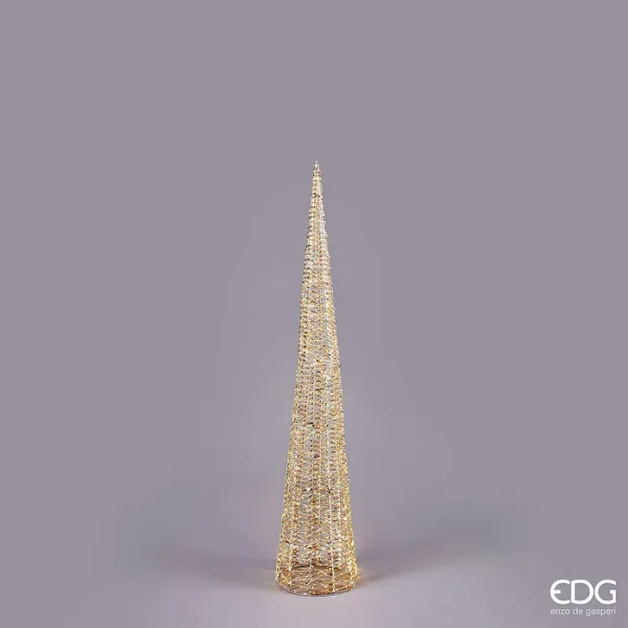 EDG Enzo De Gasperi Albero di Natale Led Stripes Cono 1800 MicroLed H 180 Cm D 34 Cm Oro - immagine 2