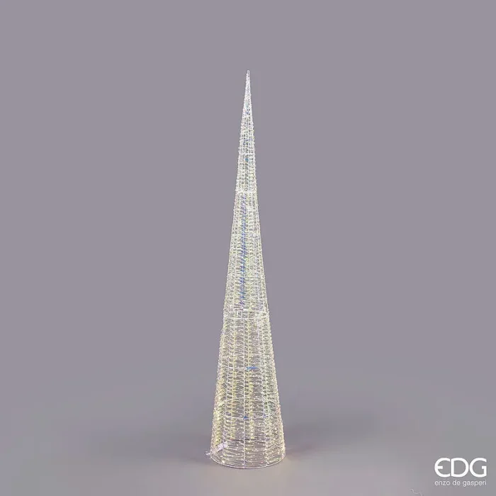 EDG Enzo De Gasperi Albero di Natale Led Stripes Cono 2400 MicroLed H 210 Cm D 40 Cm Natural