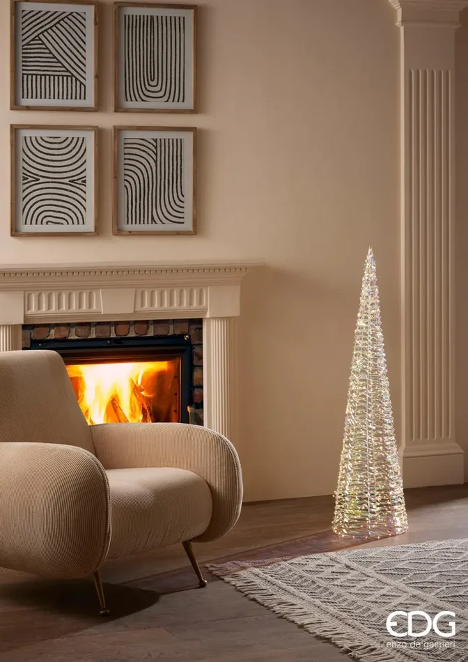 EDG Enzo De Gasperi Albero di Natale Led Stripes Cono 720 MicroLed H 120 Cm D 30 Cm Gold Moda - immagine 2