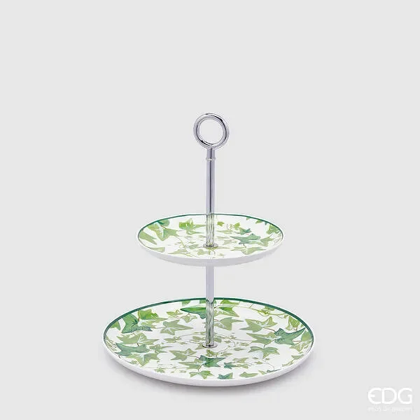 EDG Enzo De Gasperi Alzata H 25 Cm D 23 Cm Colore Bianco e Verde