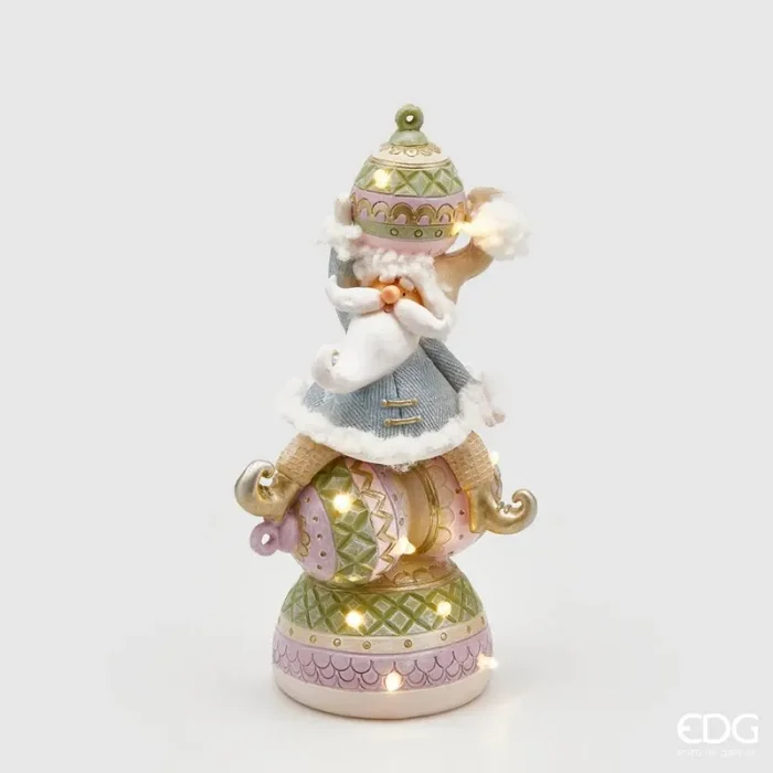 EDG Enzo De Gasperi Babbo Natale Decori con Led H 26 Cm Green Pink